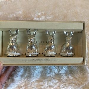 Pottery Barn NEW NIB 4 Piece Silver Plated Bunny Place Holders